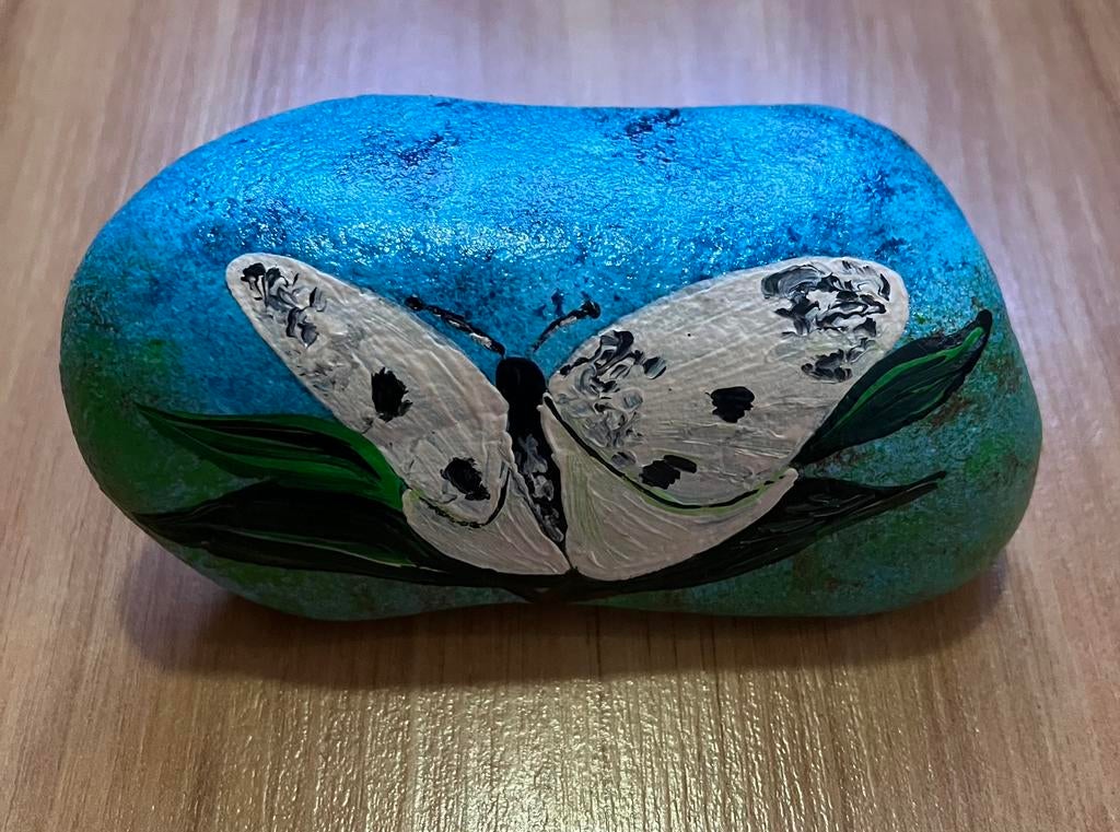 Beschilderde steen koolwitje, Ophalen of Verzenden, Zo goed als nieuw