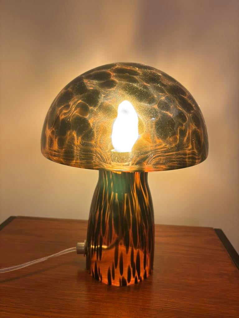 paddenstoel lamp glas lampen tafellamp, Huis en Inrichting, Lampen | Tafellampen, Ophalen, Zo goed als nieuw, Glas, Minder dan 50 cm