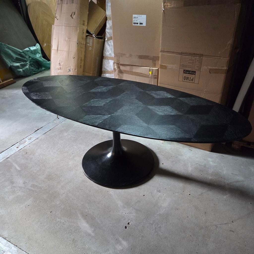 Eettafel Blax 250 cm Zwart Ovaal Eiken van Richmond, Ophalen, ., Nieuw, Richmond