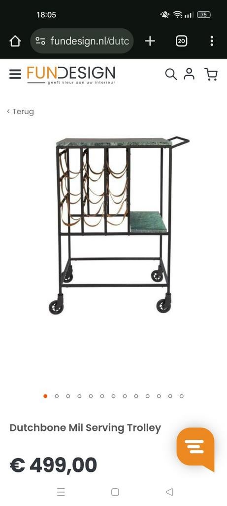 Dutchbone Mil Serveerwagen - Zo Goed Als Nieuw, Ophalen, Zo goed als nieuw