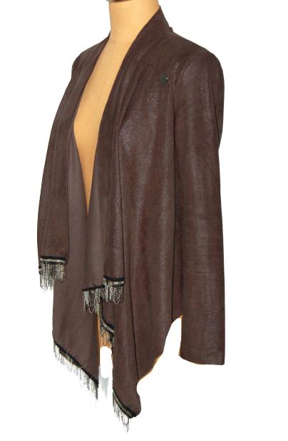 Aaiko suèdine jasje, cape, bruin, Mt. S, Kleding | Dames, Truien en Vesten, Zo goed als nieuw, Maat 36 (S), Bruin, Ophalen of Verzenden