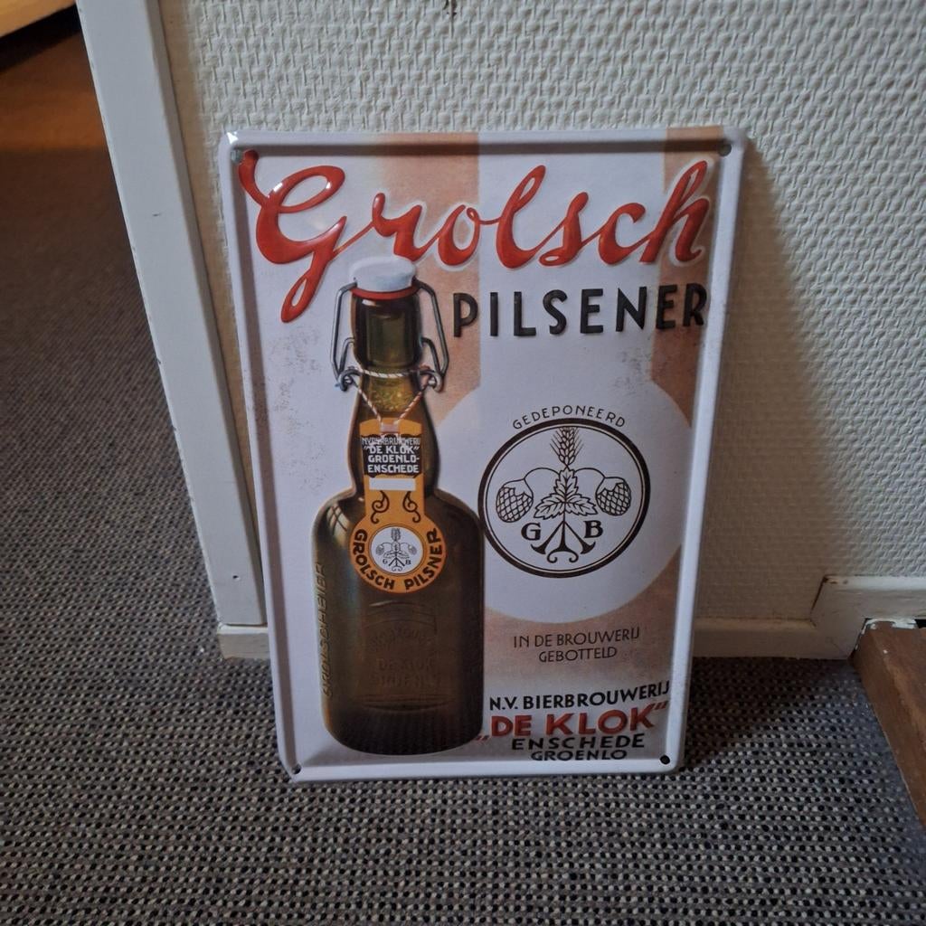 Grolsch bord, Verzamelen, Ophalen of Verzenden, Gebruikt, Reclamebord, Plaat of Schild, Grolsch