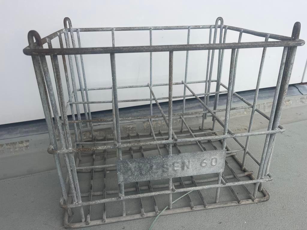 Vintage ijzeren flessenrek, Ophalen, Gebruikt, Metaal, Minder dan 50 cm