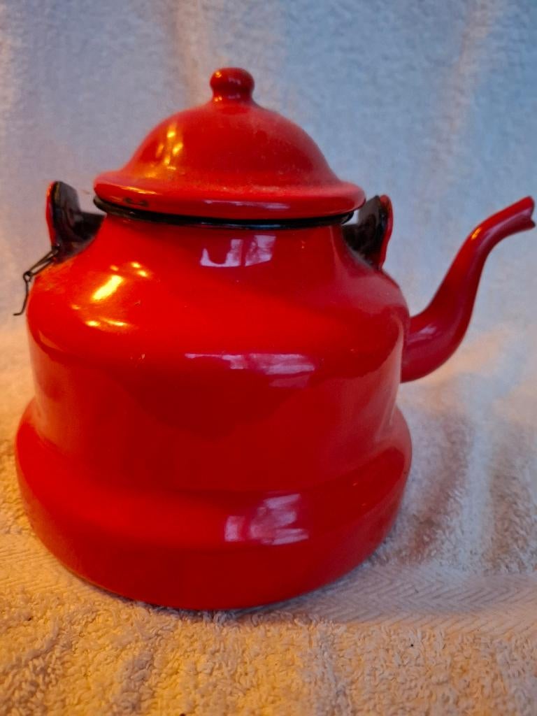 Rood emaille keteltje, Ophalen of Verzenden