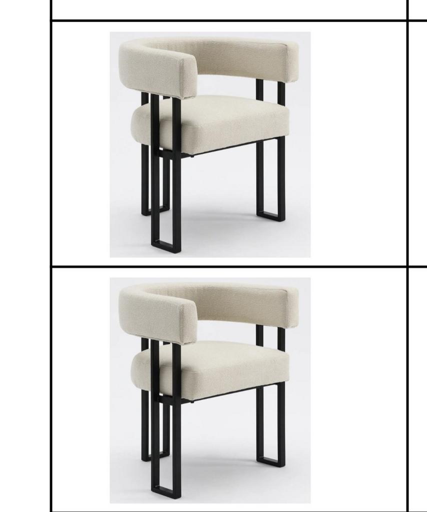 DINING CHAIR BLACK METAL LEG BOUCLE BEIGE, Overige kleuren, Overige materialen, Nieuw, Ophalen of Verzenden