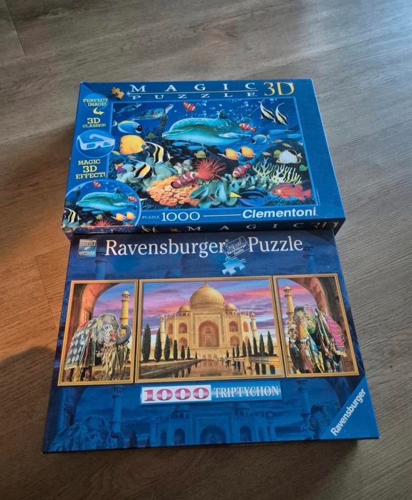 Twee puzzels 1000 stuks, Ophalen of Verzenden, 500 t/m 1500 stukjes, Zo goed als nieuw, Legpuzzel