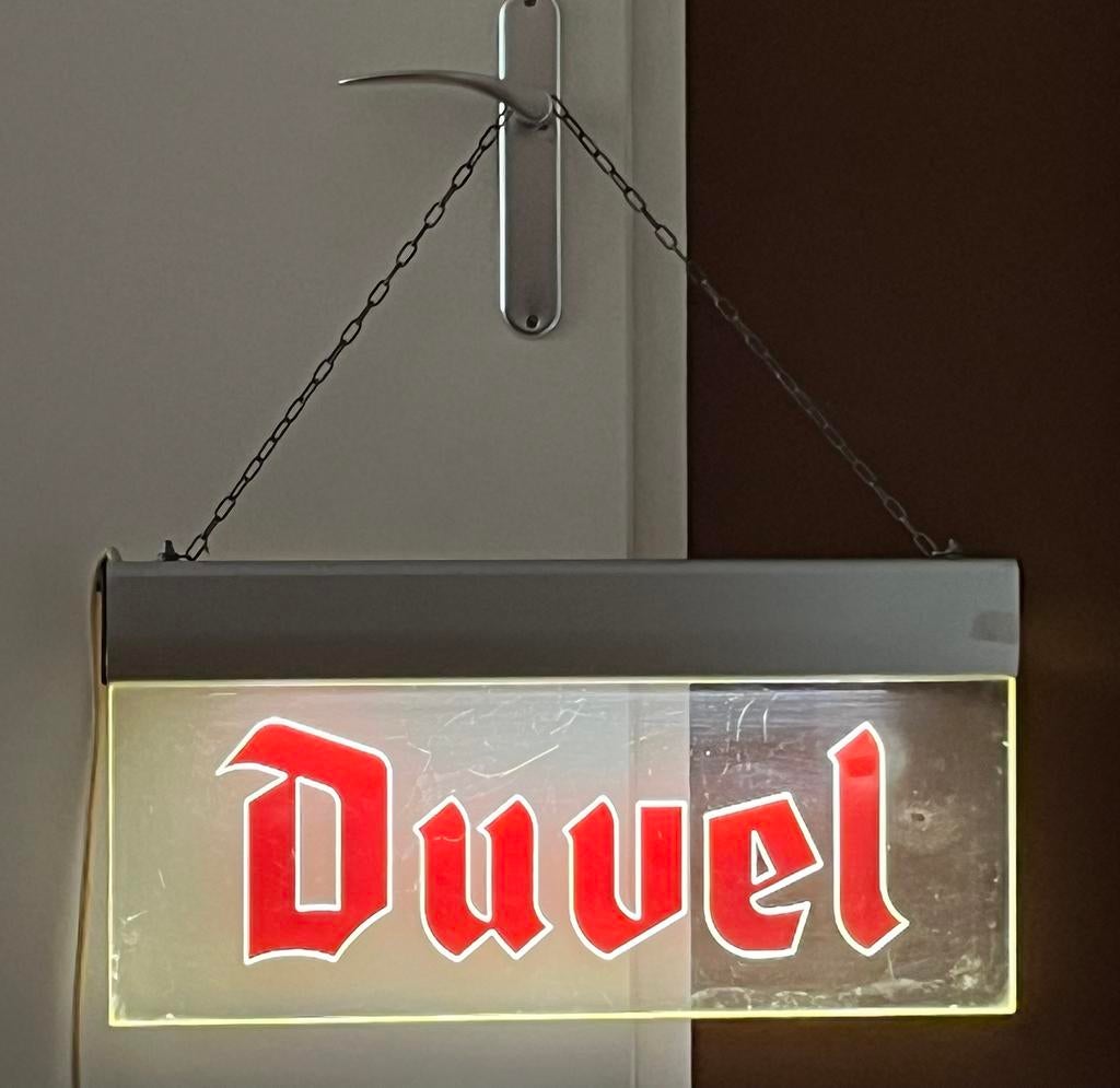 Vintage Duvel lichtreklame, Verzamelen, Merken en Reclamevoorwerpen, Zo goed als nieuw, Reclamebord, Ophalen of Verzenden