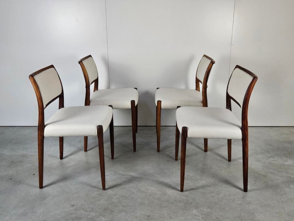 Vintage Deense stoelen, Niels Otto Møller, Gebruikt, Wit, Vintage, Ophalen of Verzenden