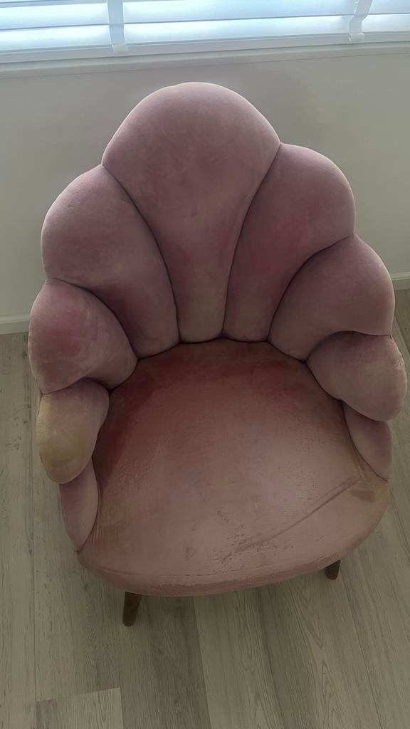 Shell schelp stoel van Sissy Boy oud roze velvet fluweel, Ophalen, Gebruikt, Stoel(en)