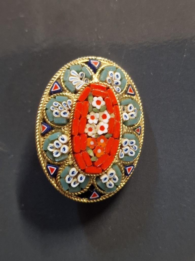 Mille Fiori Micromozaïek Broche, Ophalen, Overige materialen, 4 tot 7 cm, Overige kleuren