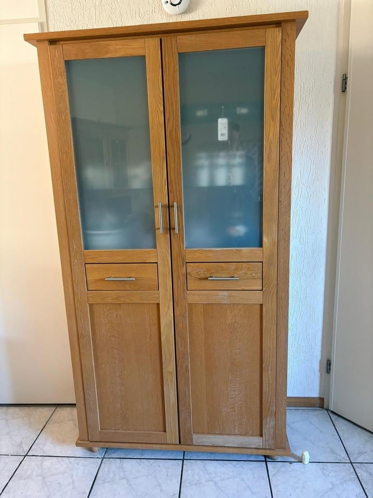 Buffetkast met glazen deuren en lades, Huis en Inrichting, Kasten | Buffetkasten, Ophalen, Gebruikt, Met deur(en), 50 tot 100 cm