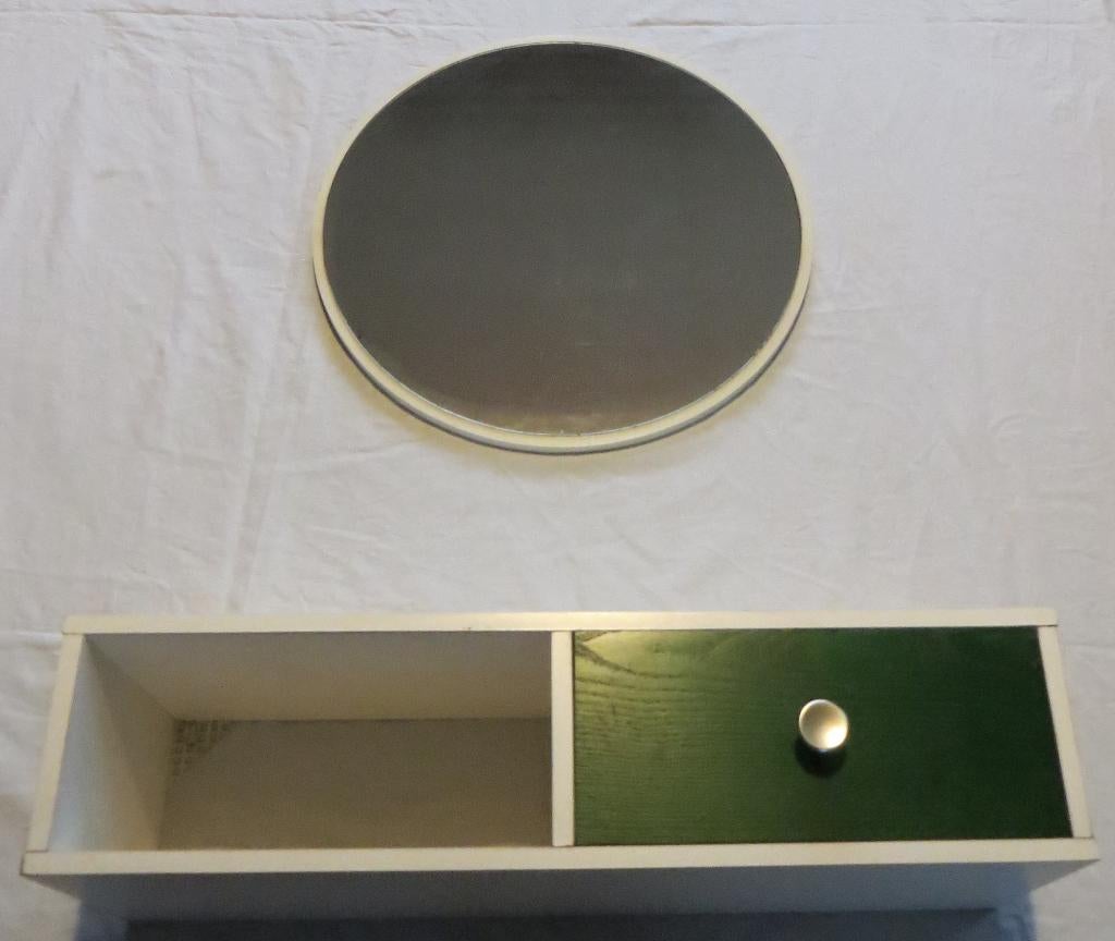 Vintage kaptafel / toilettafel uit de jaren 70. Spiegel rond, Ophalen, Overige materialen, Gebruikt, Vintage