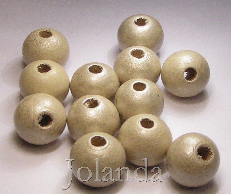 0047 Creme Kleurige Houten Kralen (12 mm), Hobby en Vrije tijd, Kralen en Sieraden maken, Ophalen of Verzenden, Nieuw, Kraal