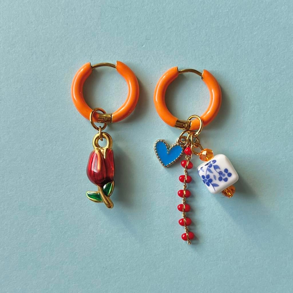 Kingsday oorbellen, Overige materialen, Hangers, Verzenden, Nieuw