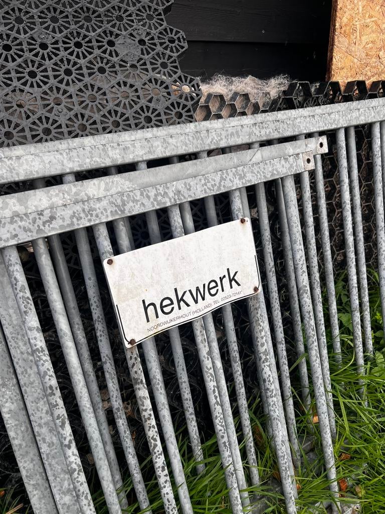 Hekwerk met poort 5 meter breed compleet RVS, Ophalen, Met poort, Gebruikt, Spijlenhekwerk