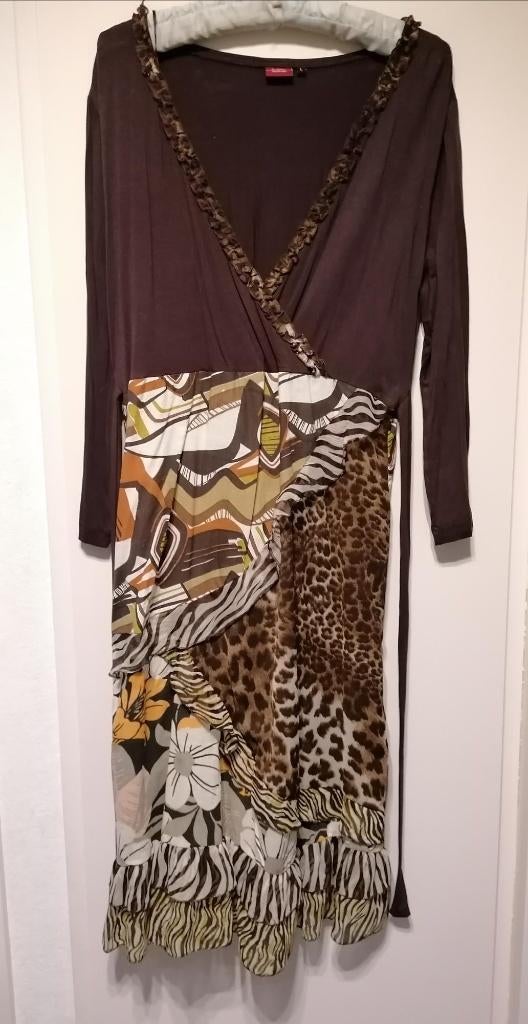 SUPER LEUKE bruine jurk met print van LIV mt. L, Bruin, Maat 42/44 (L), Nieuw, Ophalen of Verzenden