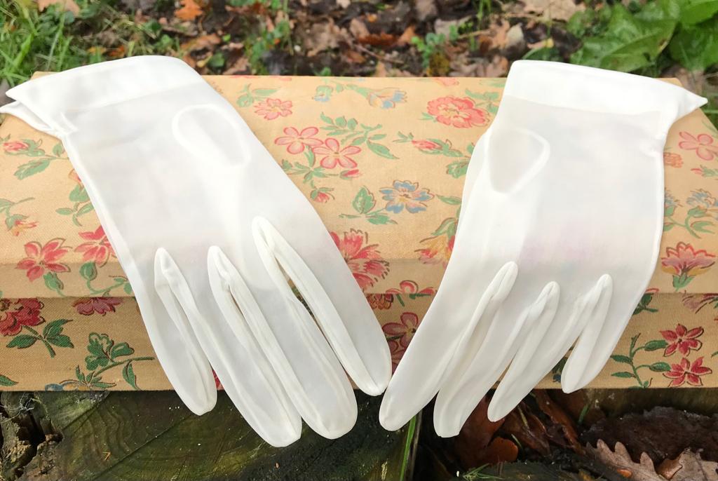 Dames handschoenen - transparant wit - maat 7,5 - vintage, Ophalen of Verzenden, Dames