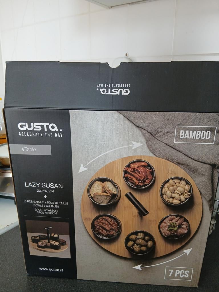 Gusta Lazy Susan Draaiplateau met 6 schaaltjes - Nieuw, Huis en Inrichting, Ophalen of Verzenden