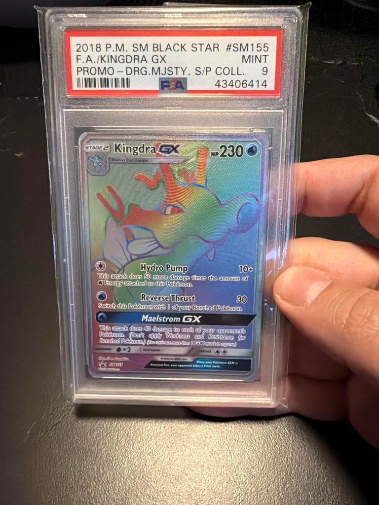 Kingdra GX SM155 PSA 9 Mint Pokemon kaart, Ophalen of Verzenden, Zo goed als nieuw, Losse kaart, Foil