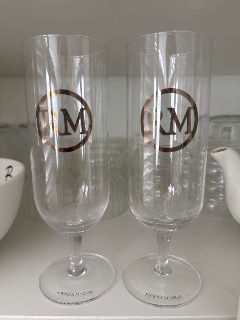 Riviera Maison Glazen met RM logo - Set van 2, Ophalen, Glas of Glazen, Overige stijlen, Glas