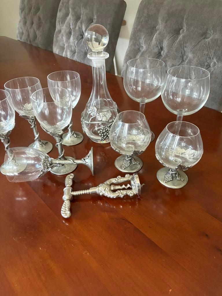 Barok zilver tin wijnglazen set, Ophalen, Zo goed als nieuw, Overige typen