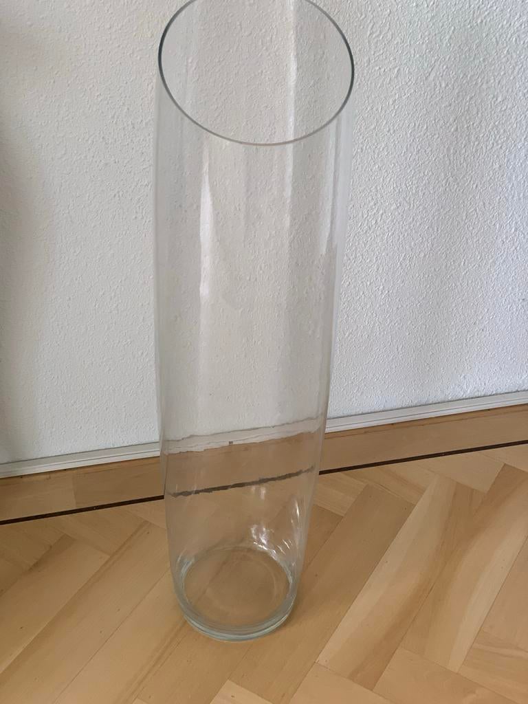Hoge glazen vaas - 70 cm hoog, 15,5 cm diameter, Ophalen, Overige kleuren, 50 tot 75 cm, Glas