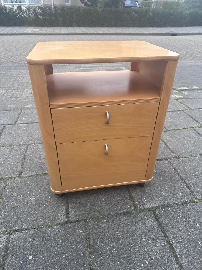 Origineel Auping nachtkastje in de kleur beuken, Ophalen, Gebruikt, Minder dan 45 cm, 55 tot 70 cm