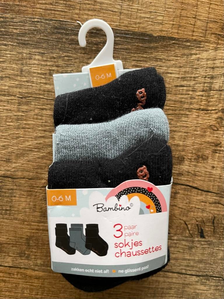 Nieuwe Bambino sokjes 0-6 maanden - 3 paar, Kinderen en Baby's, Babykleding | Schoentjes en Sokjes, Ophalen of Verzenden, Nieuw