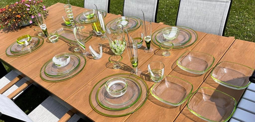 Glazen servies met groene randen, Ophalen, Nieuw, Glas, Overige stijlen