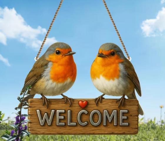 Welkombord/Raamhanger Roodborstjes, Ophalen of Verzenden, Nieuw
