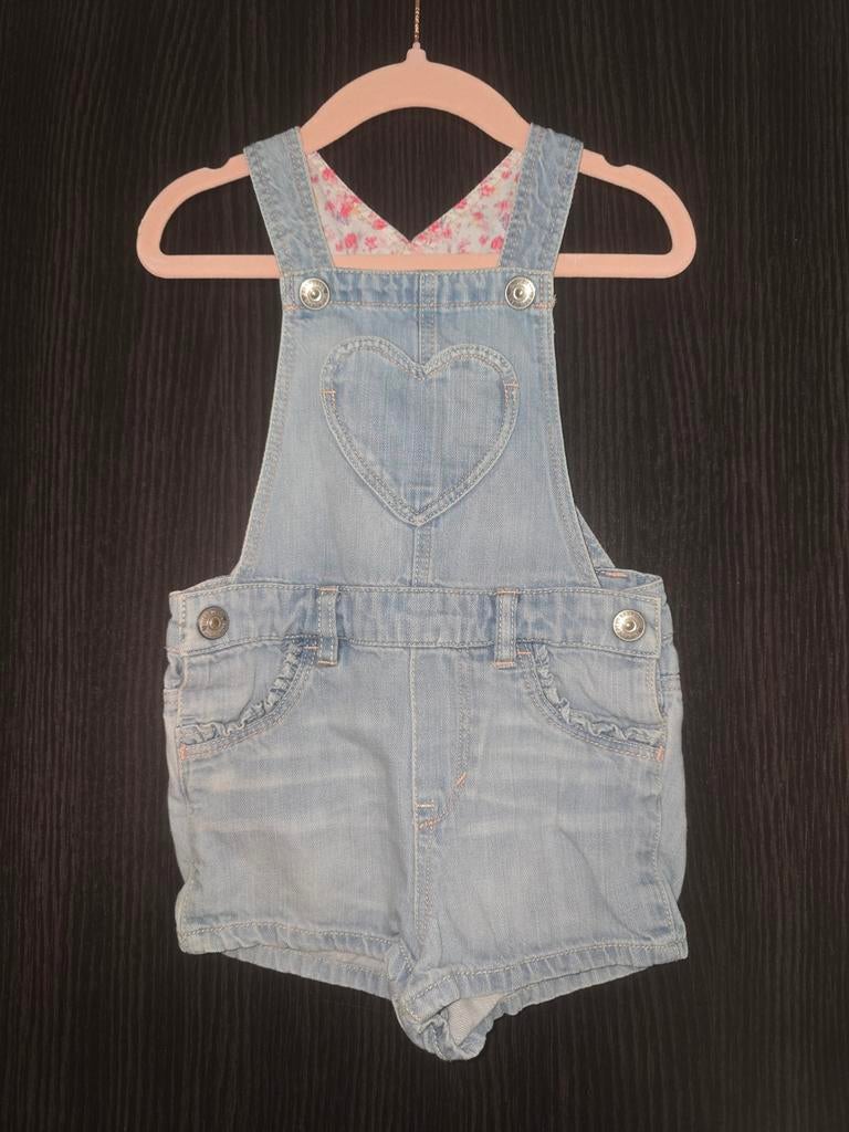 H&M Denim Salopette Kort - Maat 80, Gebruikt, Meisje, H&M, Ophalen of Verzenden