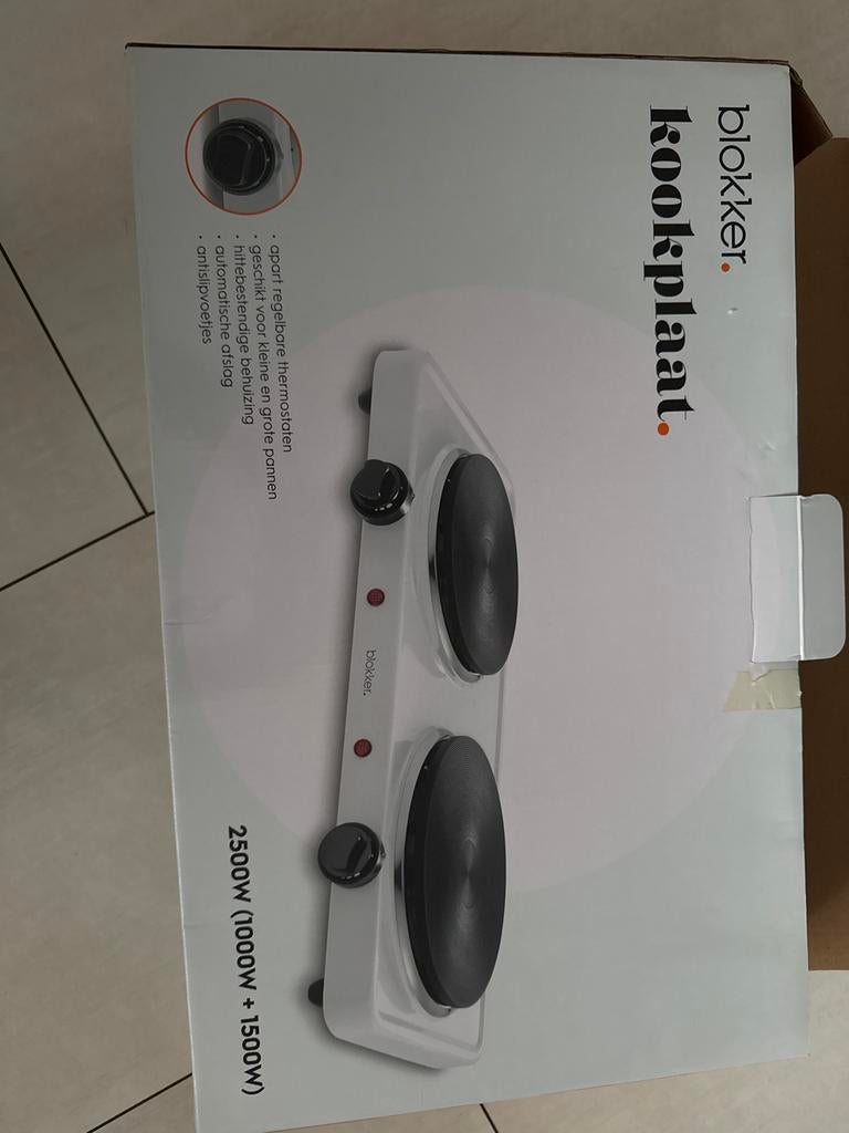 Blokker Kookplaat - Draagbaar en Compact (2500W), Ophalen, Nieuw, 3 kookzones of minder, Vrijstaand