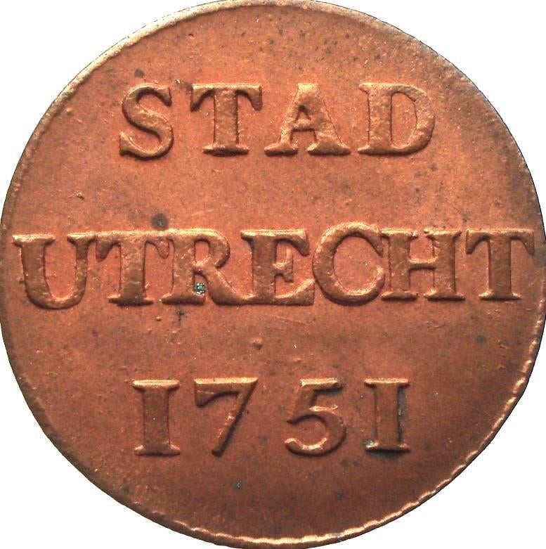 Nederland - Utrecht duit 1751 (UNC), Ophalen of Verzenden, Vóór koninkrijk, Overige waardes, Losse munt