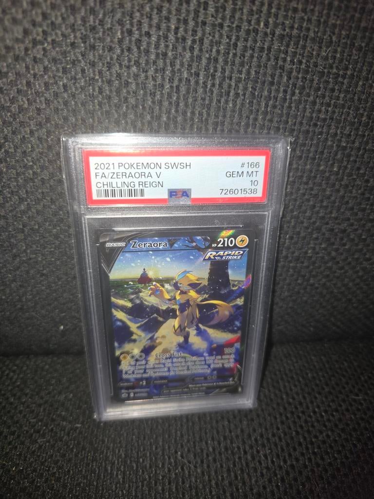 Zeraora V 166 Chilling Reign PSA 10 Gem Mint Pokémon Kaart, Ophalen of Verzenden, Nieuw, Losse kaart, Foil
