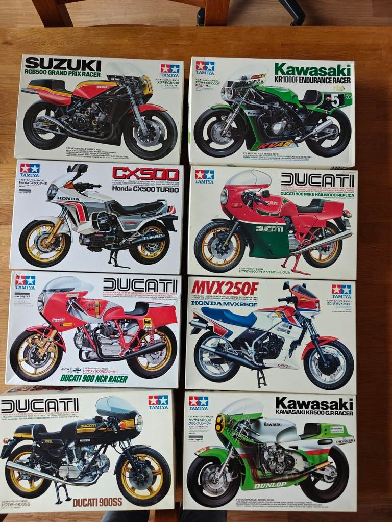 18 bouwpakketten Tamiya 1:12., Hobby en Vrije tijd, Modelbouw | Overige, Ophalen, Zo goed als nieuw, Groter dan 1:32