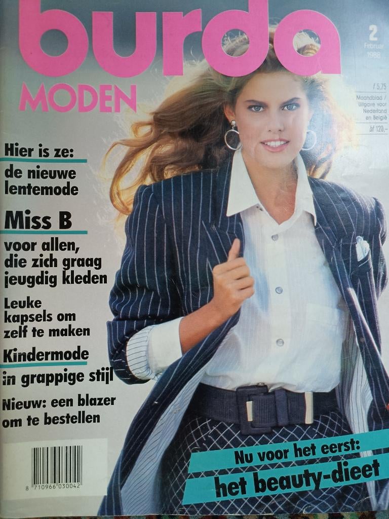 Burda februari 1988 vintage mode naaien patronen, Ophalen of Verzenden, Zo goed als nieuw, Vrouw, Burda