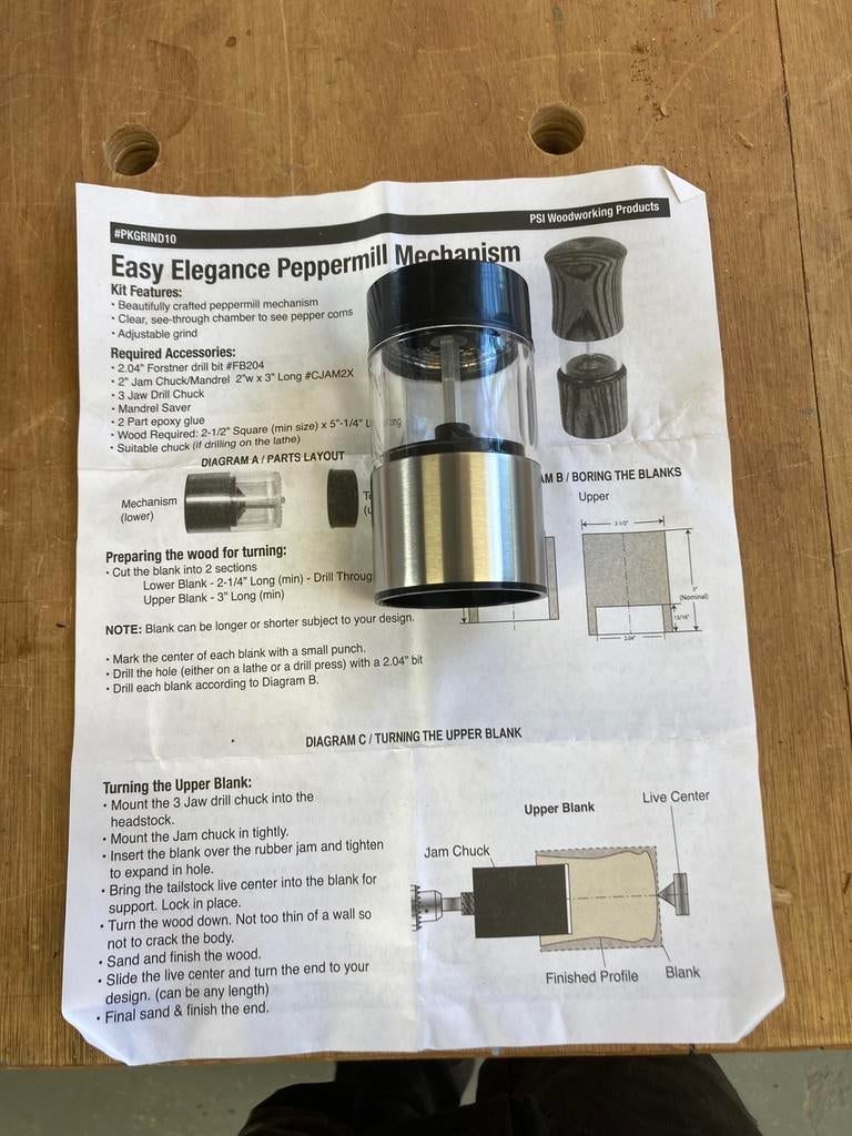 Houtdraai pepermolen kit, Ophalen of Verzenden, Nieuw, Metaaldraaibank