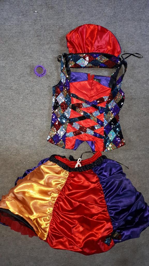 gekleurd carnavalspak, one size, Thetru, Maat 38/40 (M), Thetru, Carnaval, Verzenden