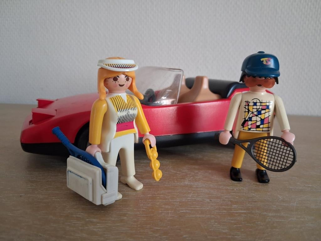 Playmobil sportwagen met tennissers vintage setnr 3708, Ophalen of Verzenden, Gebruikt, Complete set