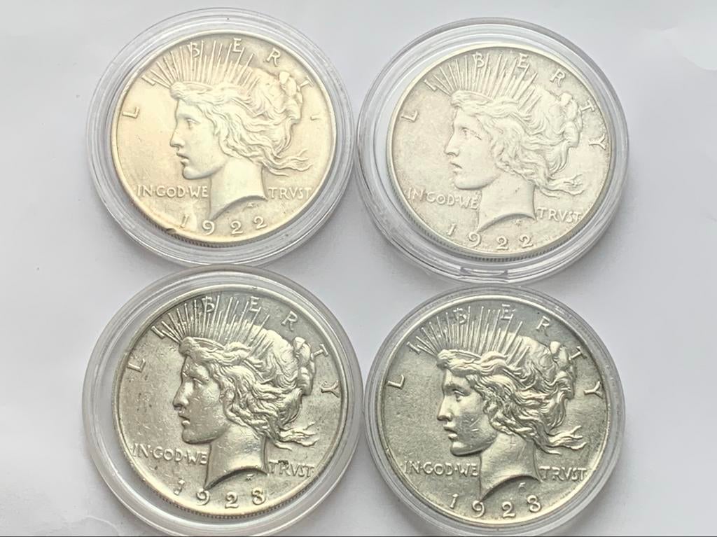 4 zilveren peace dollars, Ophalen of Verzenden, Noord-Amerika