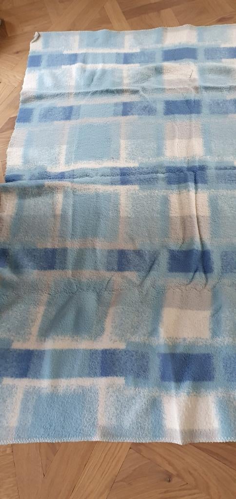 Wollen deken blauw wit lichtblauw 100% wol, Ophalen of Verzenden, Gebruikt