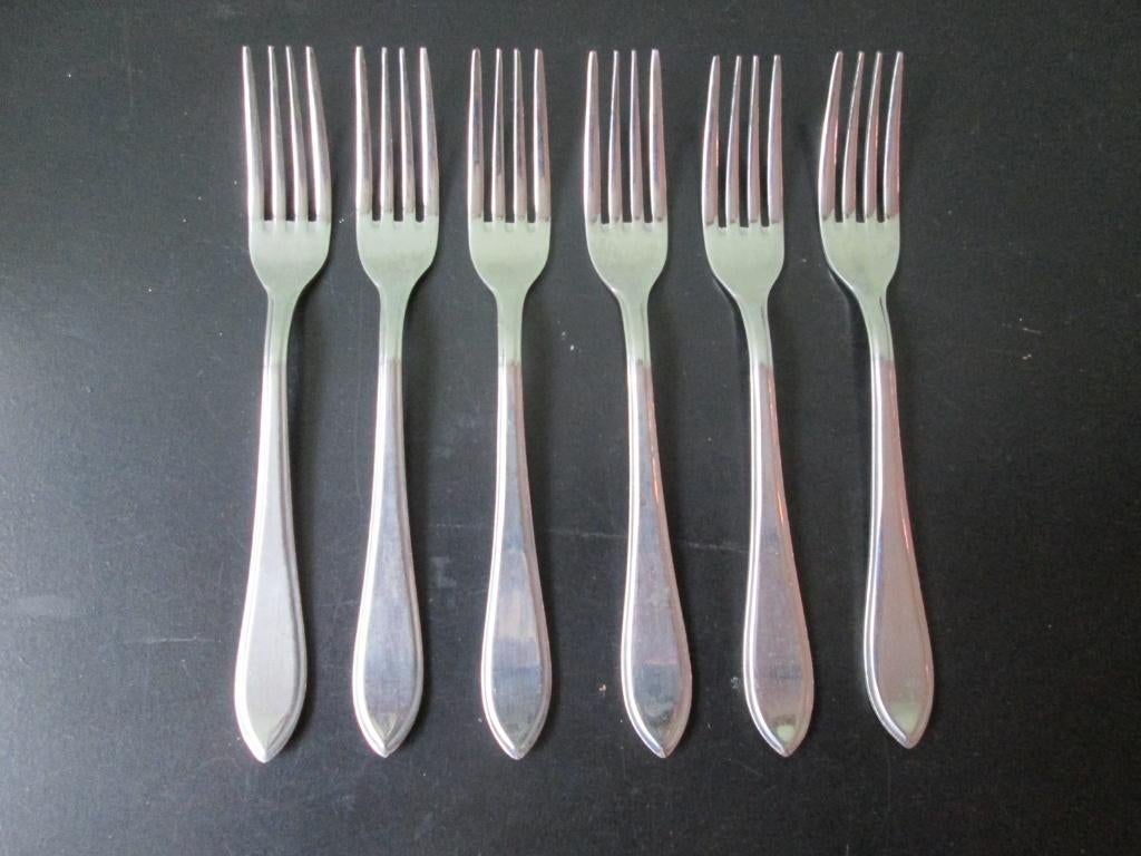 6 Dessert Vorkjes Puntfilet INOXA Vlekvrij 14,5 cm, Ophalen of Verzenden, Zo goed als nieuw, Rvs of Chroom, Los bestek