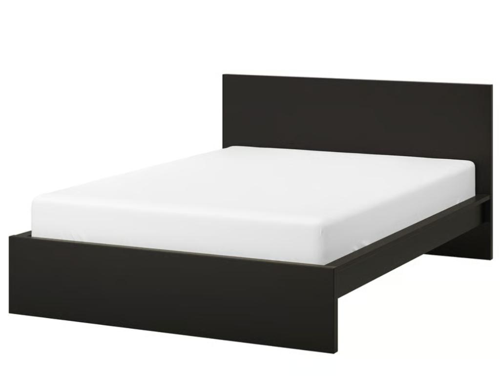 Malm 140 x 200 bed, Ophalen, Zwart, Tweepersoons, 140 cm