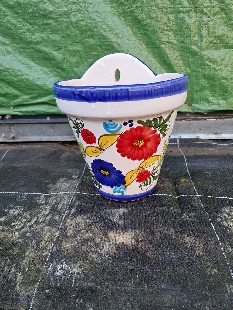 Spaanse Aardewerken Bloempot - Handgeschilderd, Ophalen, Overige materialen, Minder dan 30 cm, Minder dan 60 cm