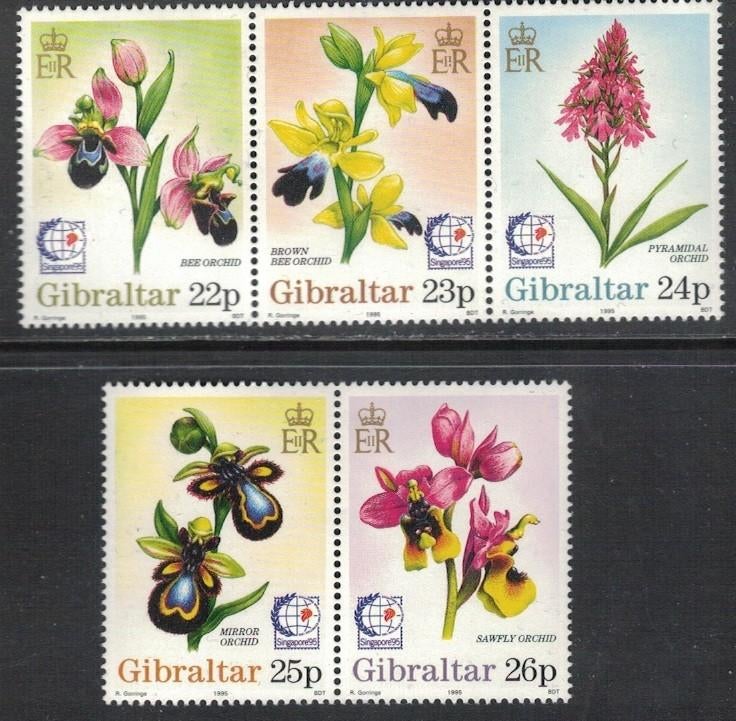 W454 Gibraltar 722/26 postfris Bloemen, Verzenden, Postfris, Dier of Natuur