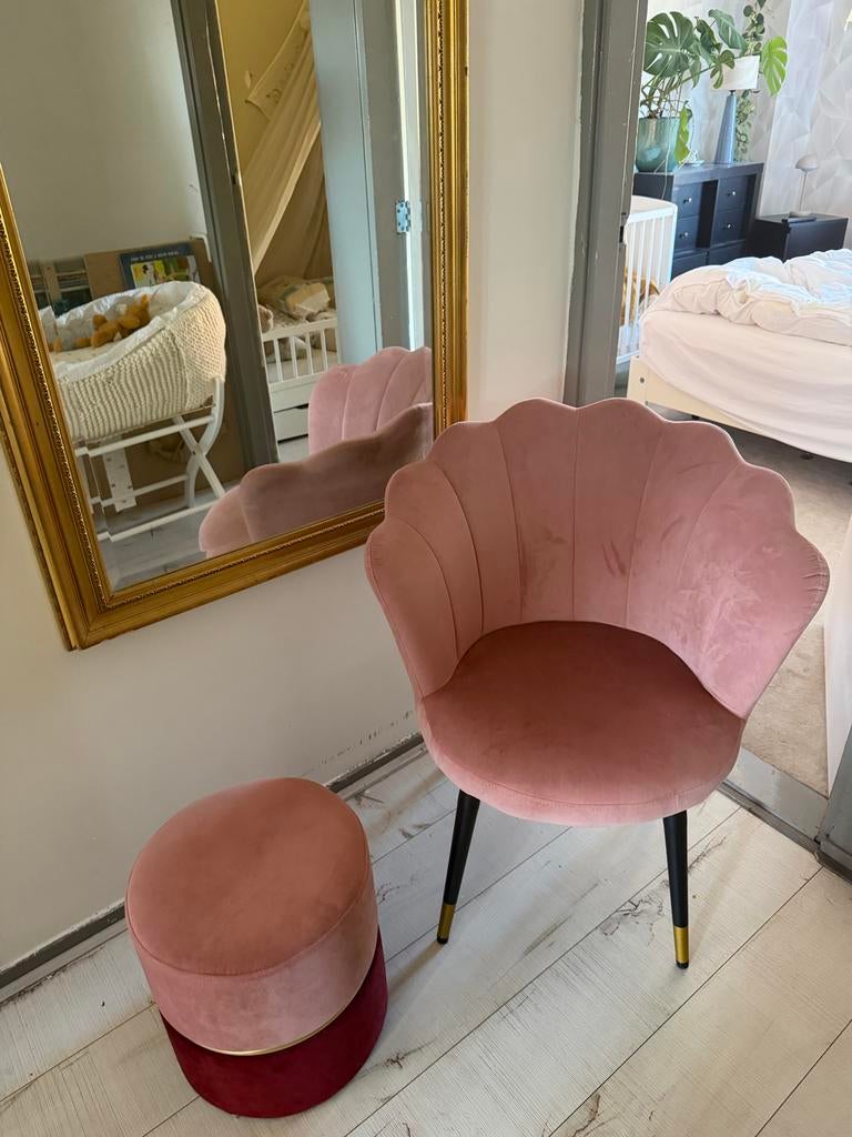 Poef oud roze, Ophalen, Zo goed als nieuw, Rond, Minder dan 50 cm