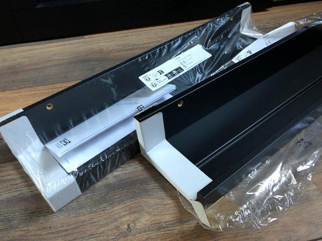 2x IKEA wandplank/schilderijplank | Mosslanda | zwart, Ophalen of Verzenden, Nieuw