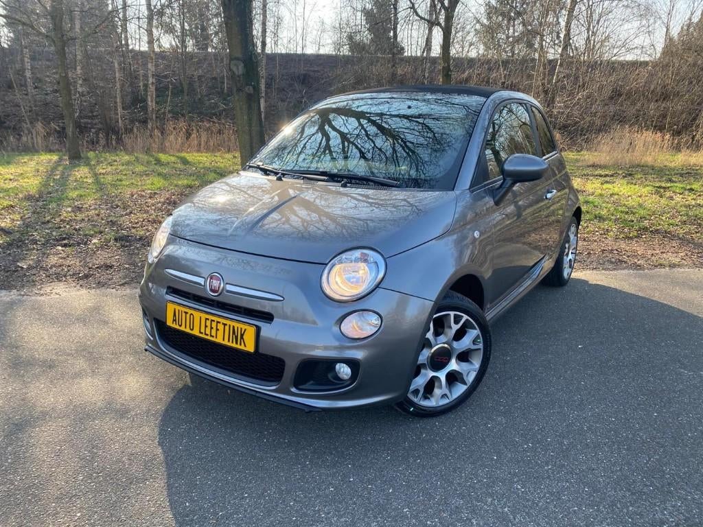 Fiat 500 1.2 Cabrio, 2015, Grijs, Sport stoelen, Lmv 16 inch, Auto's, Voorwielaandrijving, 4 cilinders, Leder en Stof, Bedrijf