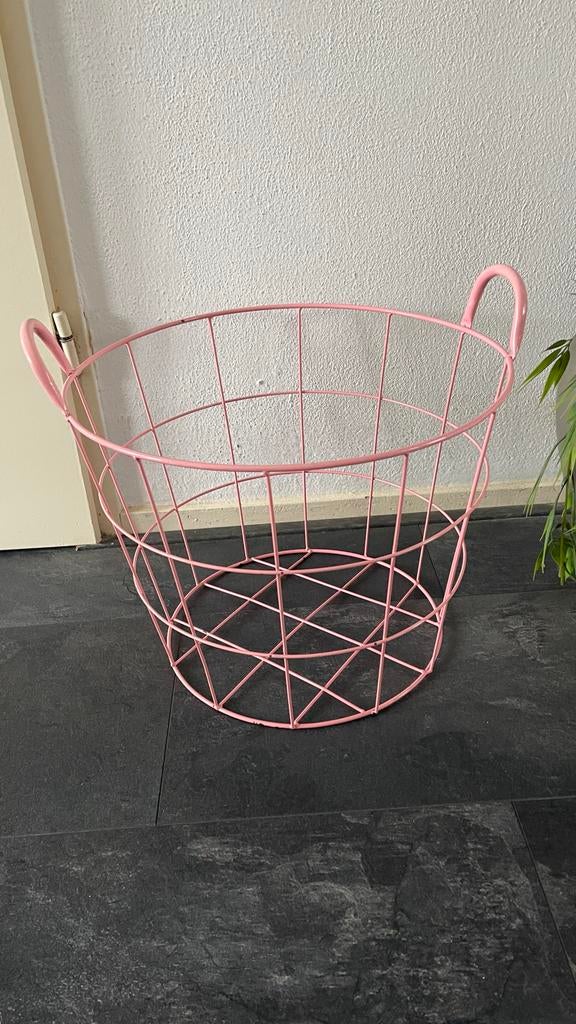 Roze ijzer mand - Hoogte 30,5 cm, Overige materialen, Gebruikt, Mand, Rond