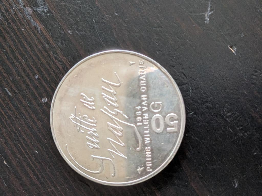 1 zilveren 50 gulden munt 1984 WvO, Ophalen of Verzenden, Koningin Beatrix, 50 gulden, Zilver